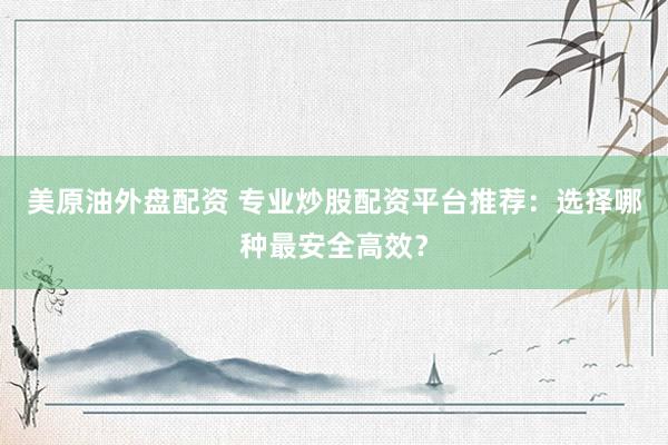 美原油外盘配资 专业炒股配资平台推荐：选择哪种最安全高效？